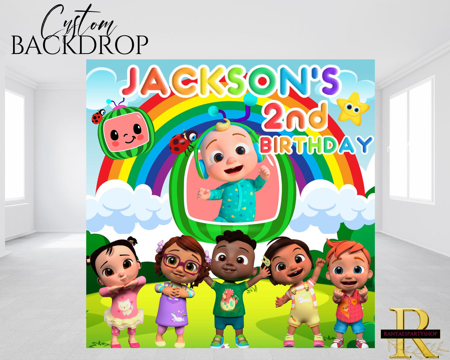 Cocomelon Backdrop | Cocomelon Birthday Backdrop | Cocomelon Banner | Cocomelon | Backdrops | Banners