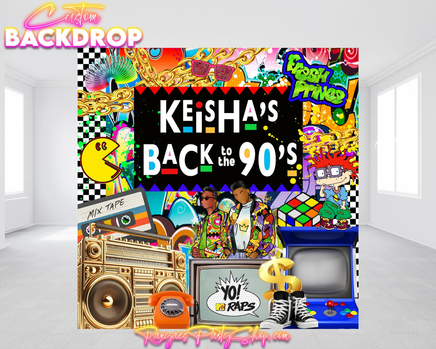 90's Party Backdrop | 90's Party Banner | Hip Hop Party | 90's Party Decorations | Birthday Backdrop