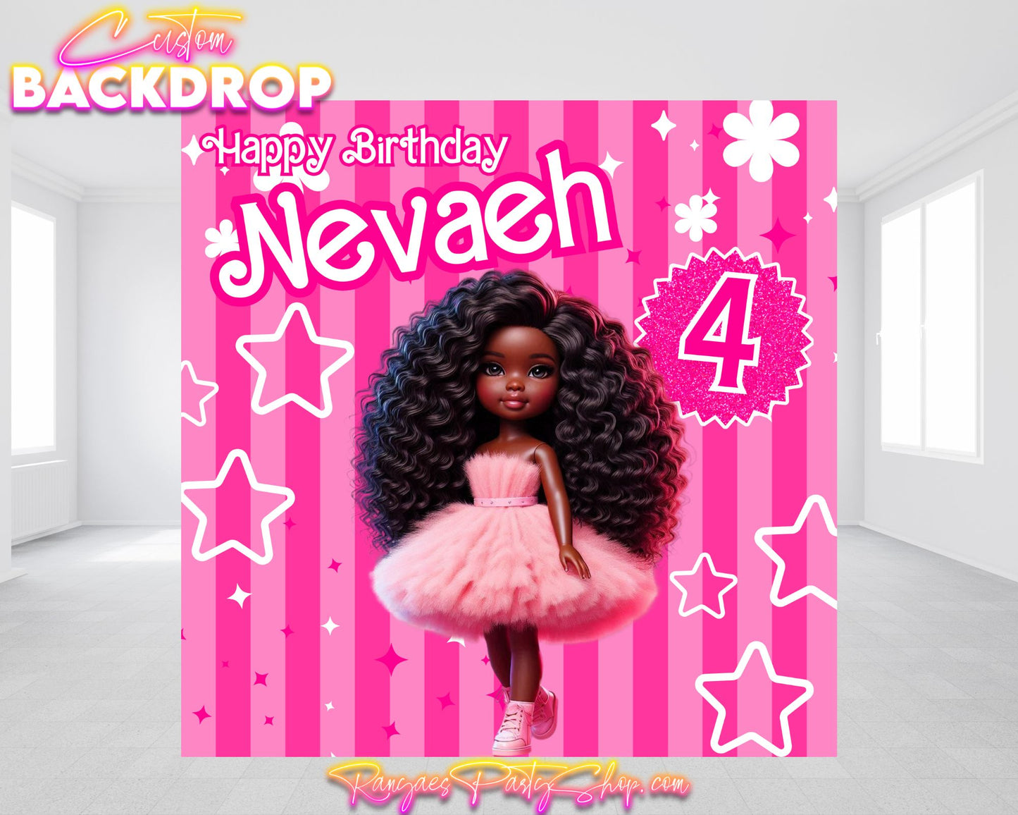 African American Barbie Backdrop | Barbie Party Backdrop | Doll Party Backdrop | Birthday Backdrop
