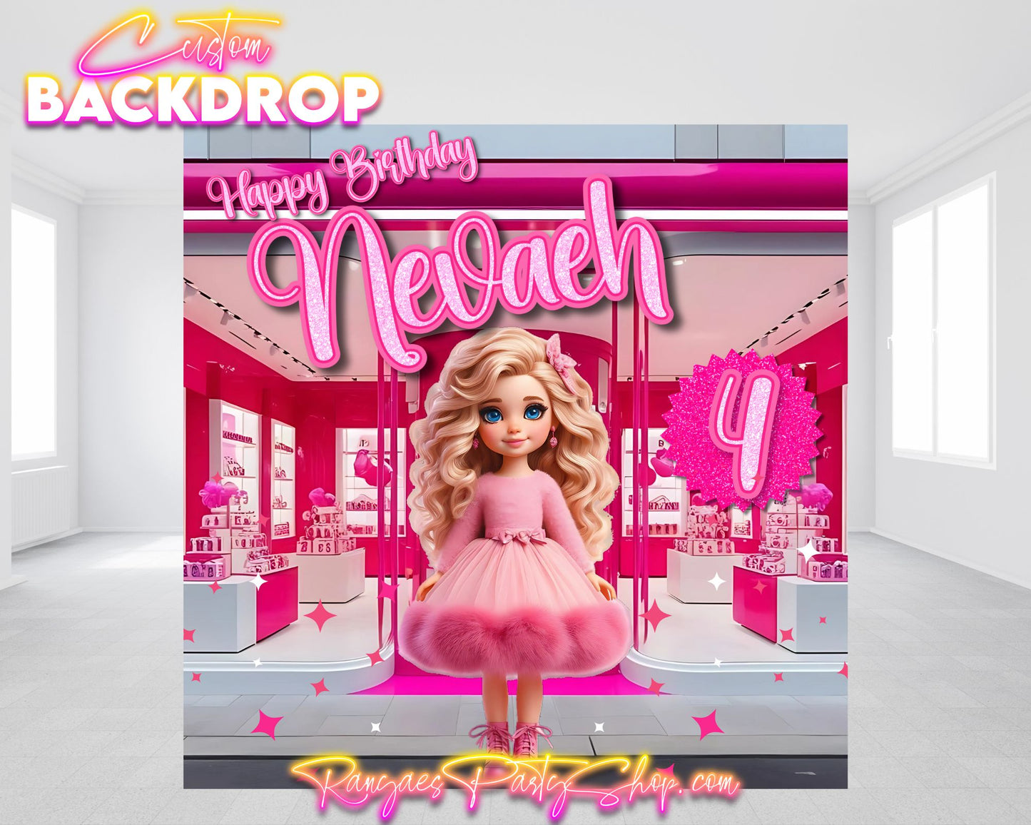 Barbie Party Backdrop | Barbie Party Banner | Doll Party Backdrop | Birthday Backdrop