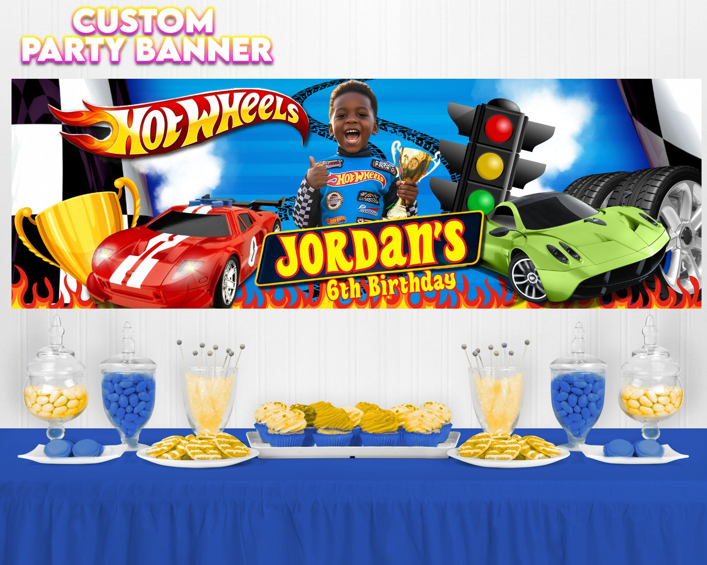 Hot Wheels Birthday Banner | Hot Wheels Party | Birthday Banner | Printed & Shipped