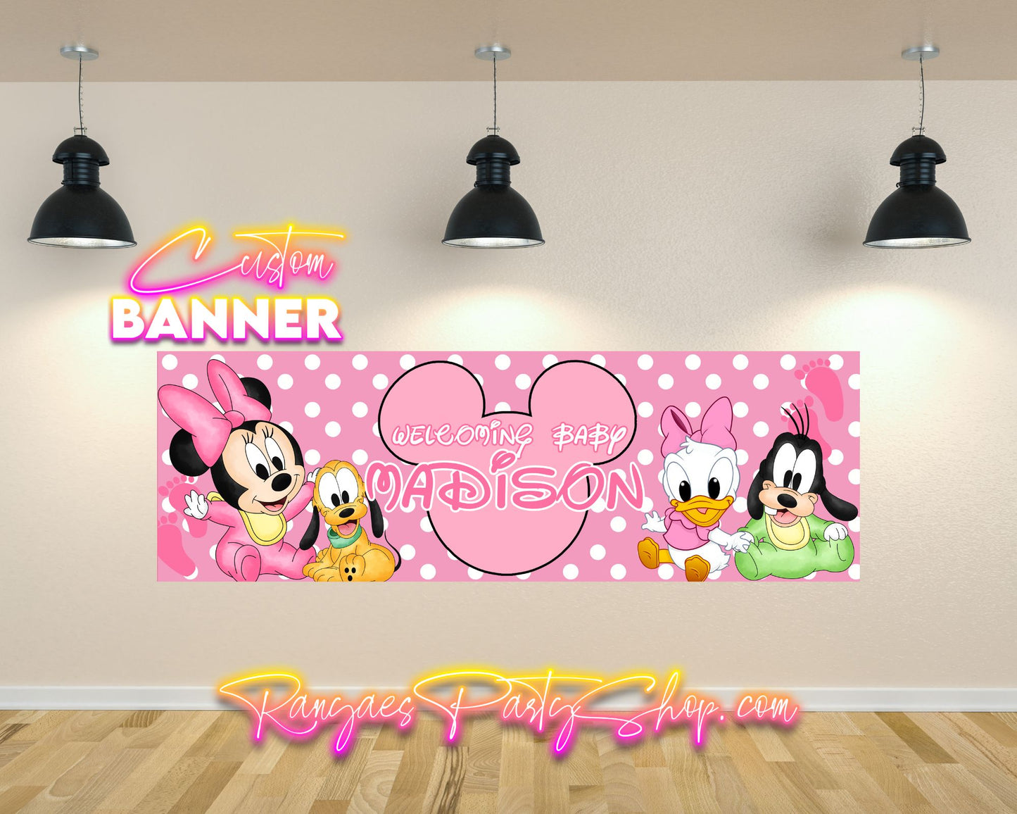 Baby Mickey Baby Shower Banner | Baby Minnie Baby Shower Banner | Party Banner | Printed & Shipped