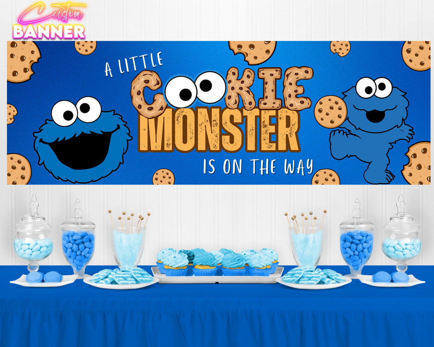 Cookie Monster Baby Shower Banner | Cookie Monster Baby Shower | Baby Shower Banner | Event Banner | Printed & Shipped