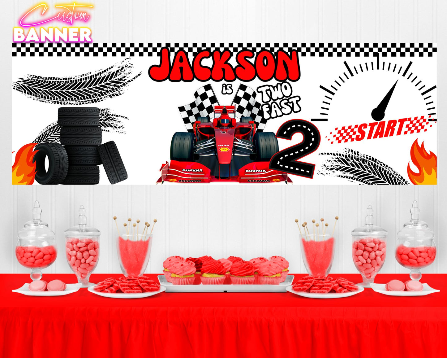 Two Fast 2 Curious Birthday Banner | 2nd Birthday Party Decorations | Party Banner | Two Fast 2 Curious Banner | Printed & Shipped