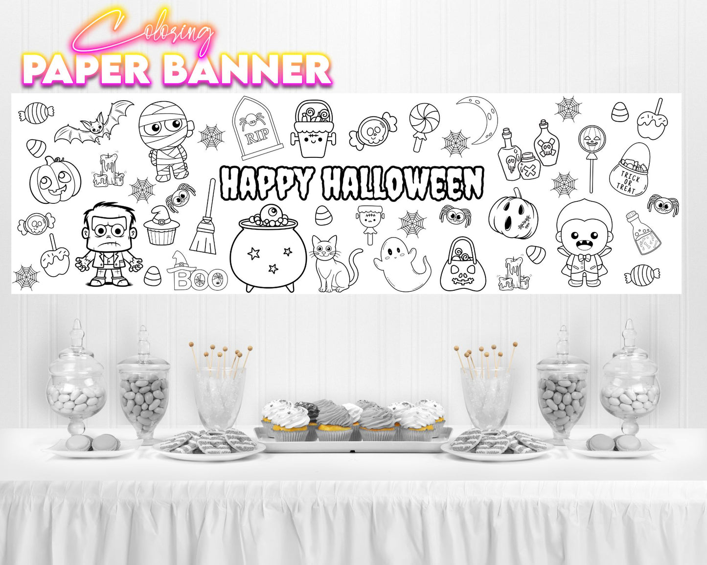 Halloween Coloring Banner | Coloring Fun | Family Fun | Group Activity | Coloring Activity