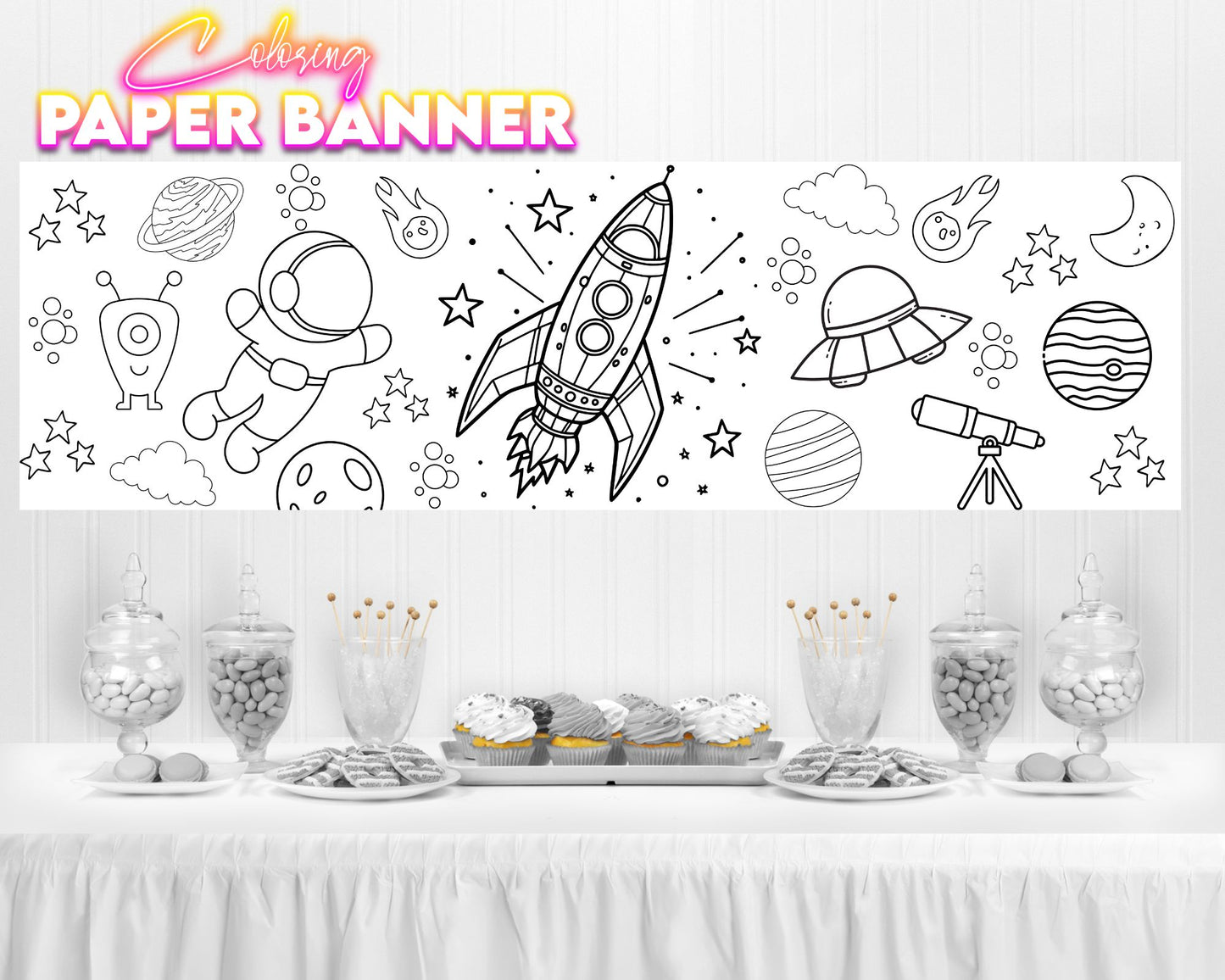 Outer Space Coloring Banner | Coloring Fun | Family Fun | Group Activity | Coloring Activity