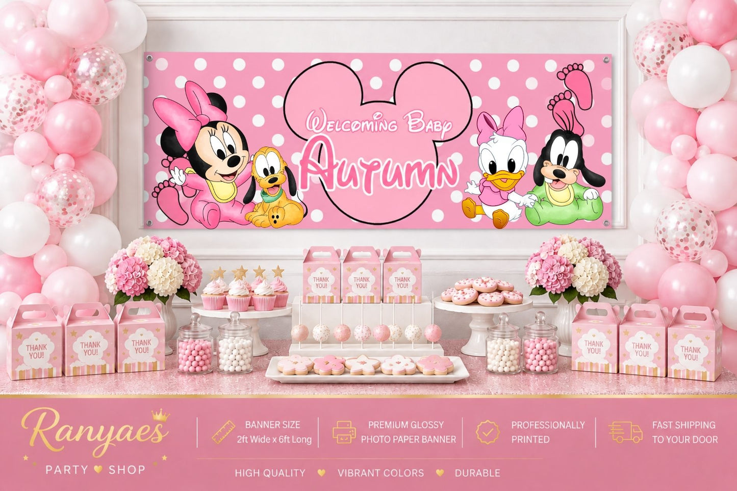 Baby Minnie Baby Shower Banner | Minnie Baby Shower | Baby Shower Banner | Printed & Shipped