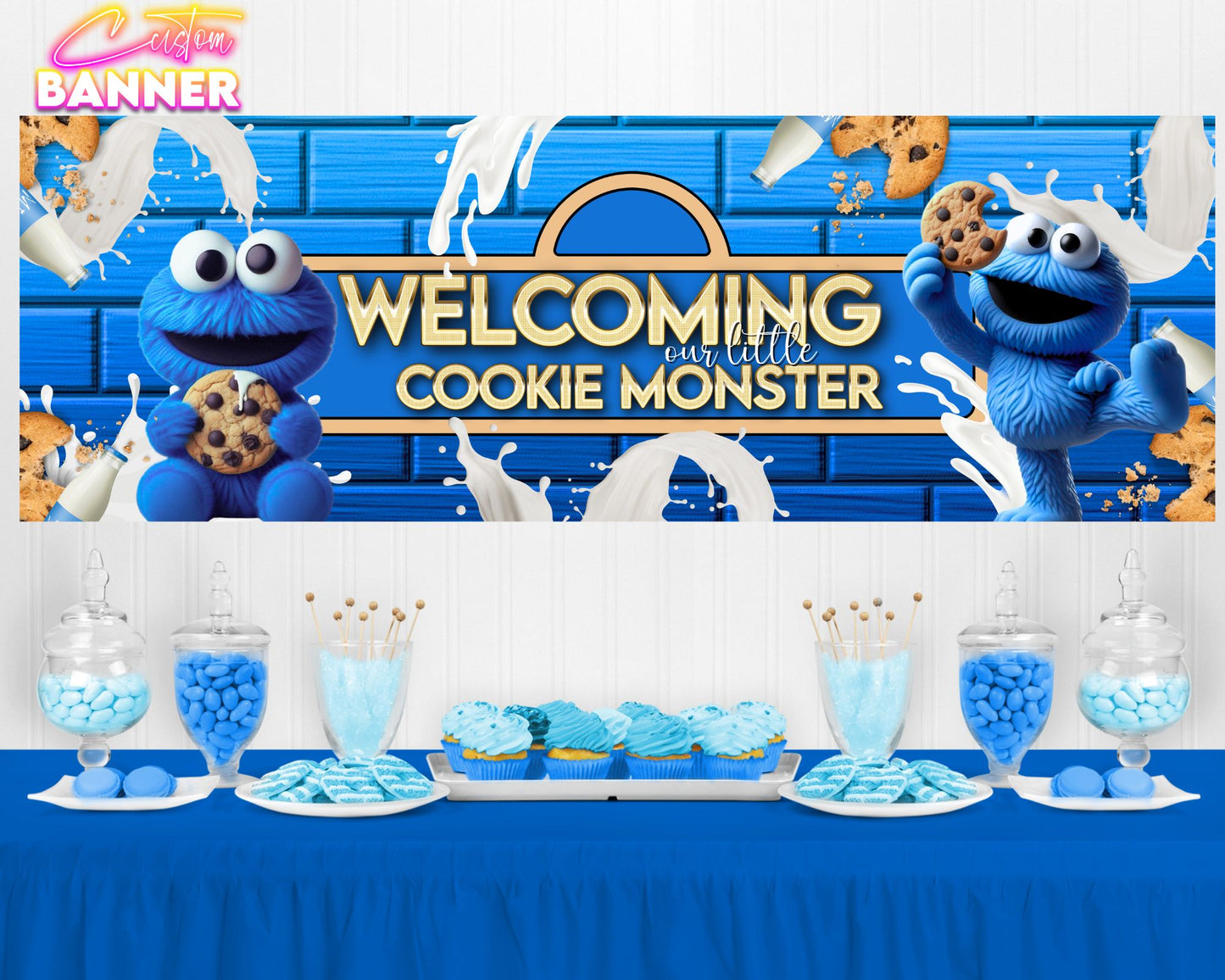 Cookie Monster Baby Shower Banner | Cookie Monster Baby Shower | Baby Shower Banner | Event Banner | Printed & Shipped
