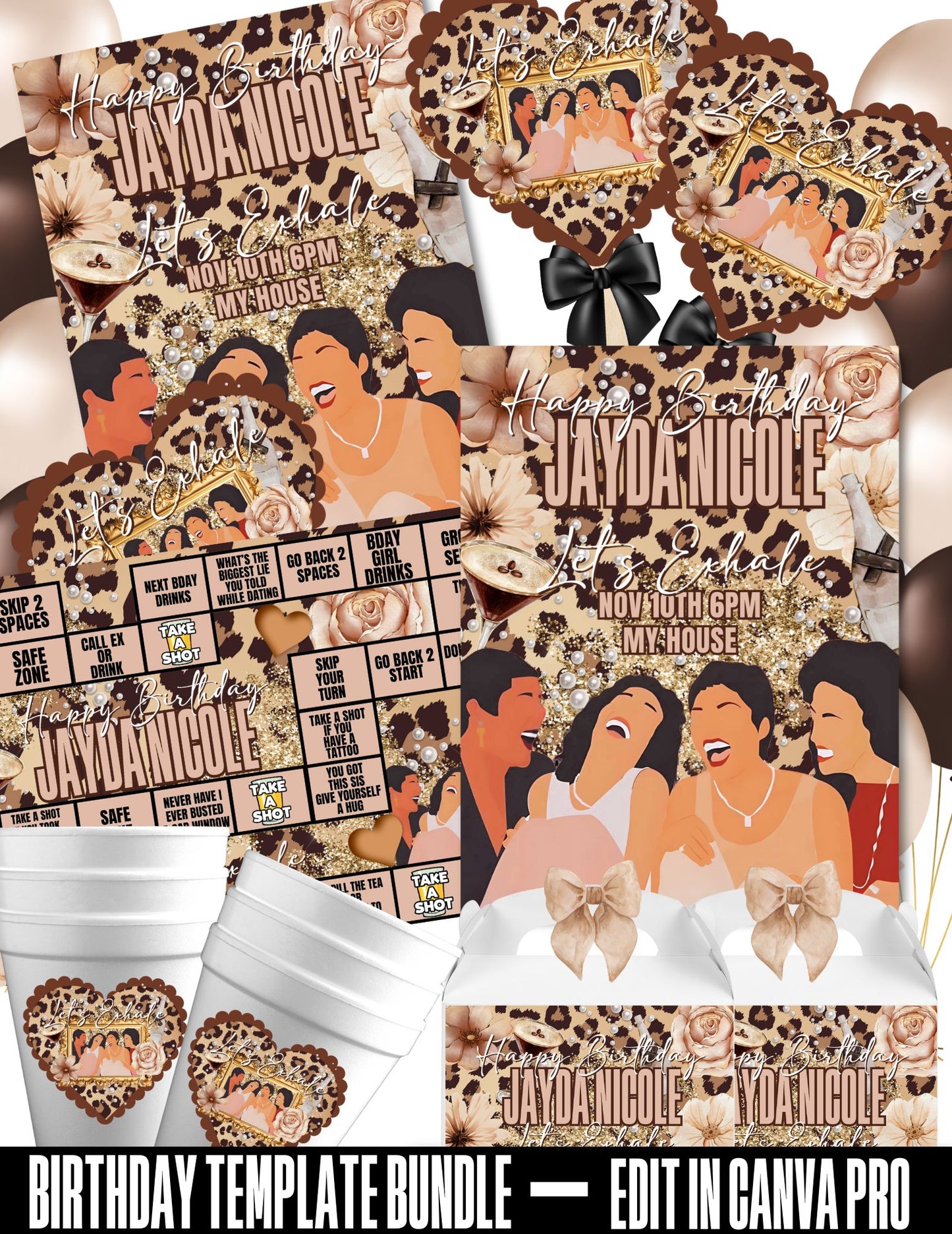 Waiting to Exhale Digital Party Package | Adult Party Bundle | Edit with CANVA PRO | Digital File Only
