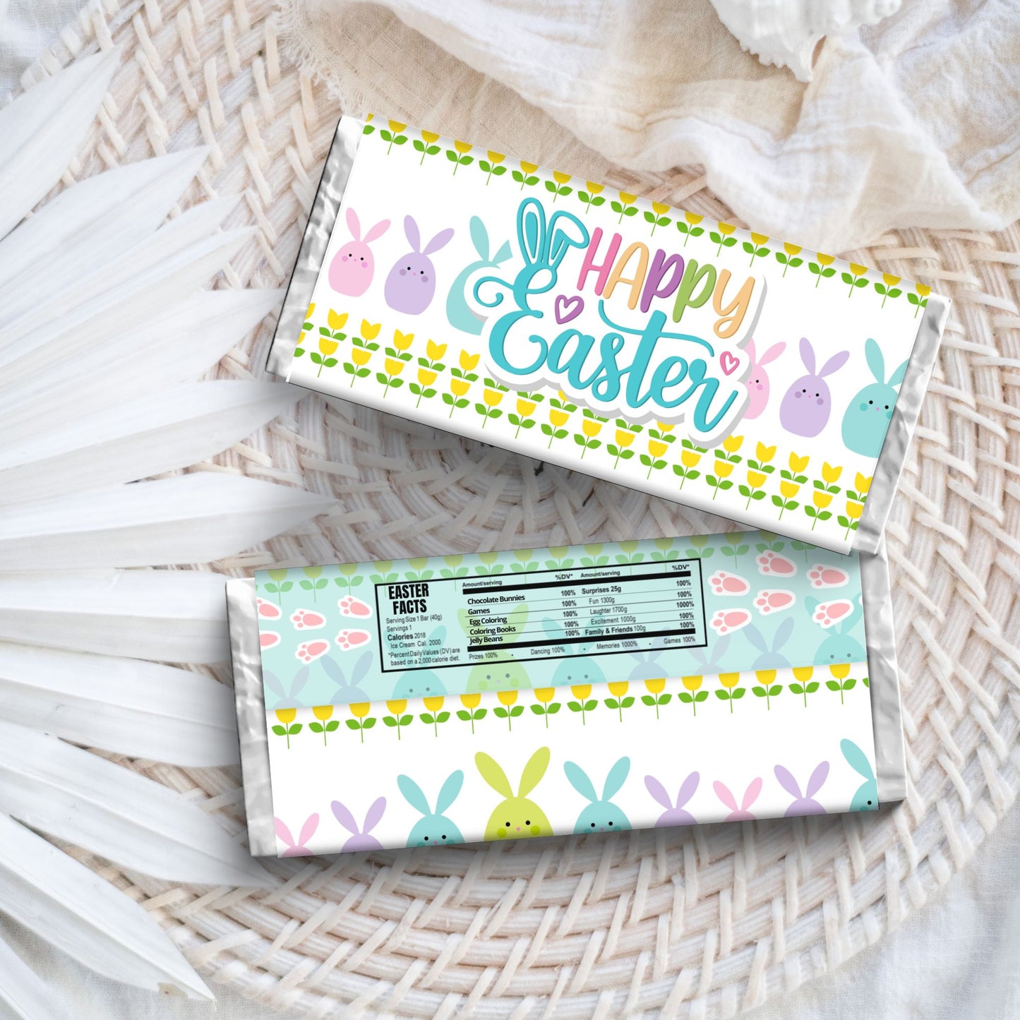 Easter Chocolate Bar Wrapper | Easter Basket Treats | Easter Party Favors | Instant Download | Digital File Only