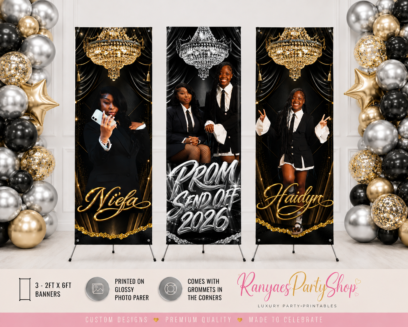 Prom Send Off Glossy Photo Banners Set | Graduation 2026 Banners | Prom 2026 Banners | CLO 2026