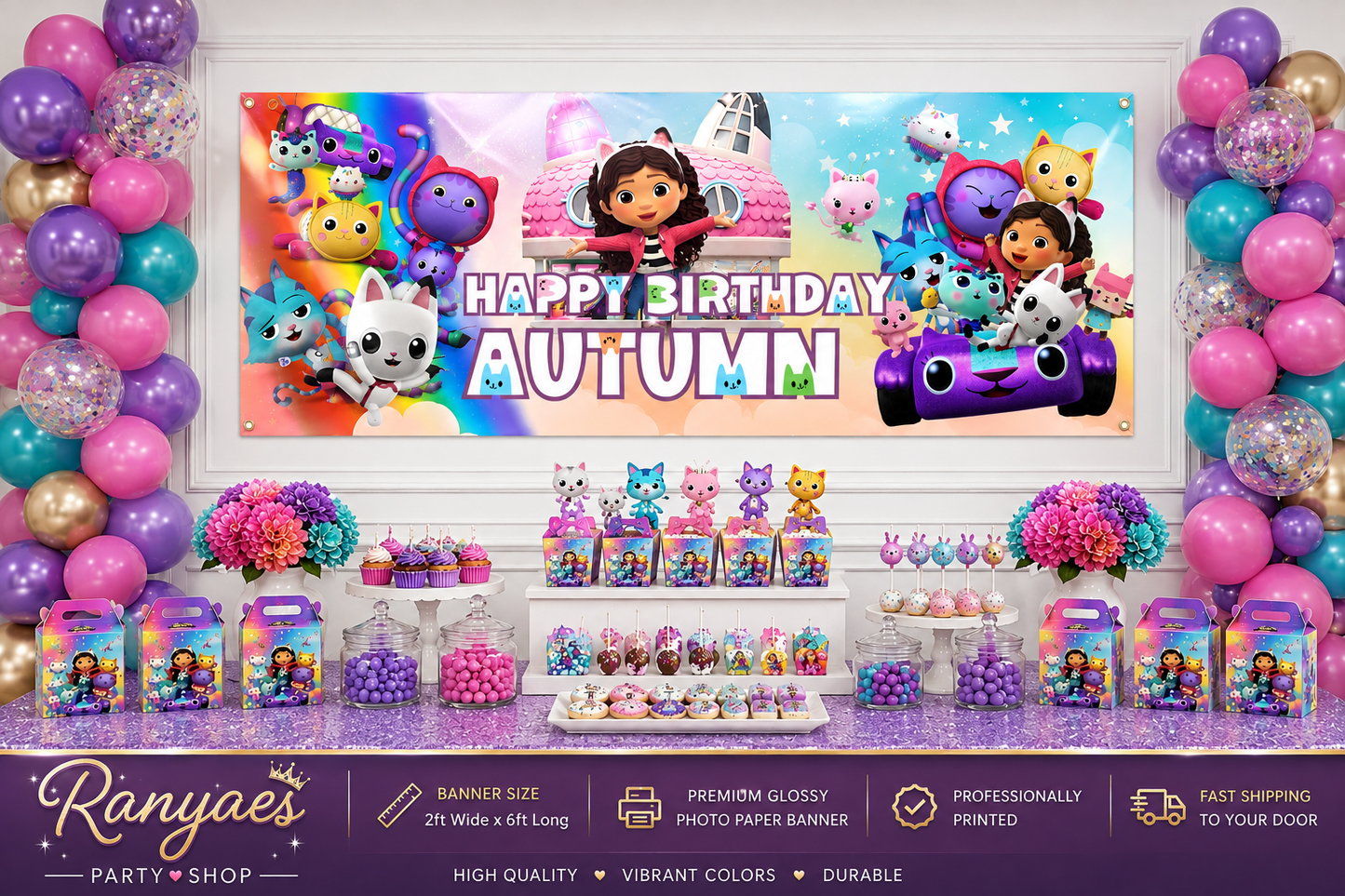 Gabby's Dollhouse Party Banner | Gabby's Dollhouse Birthday Party | Birthday Party Banner | Party Banner | Printed & Shipped