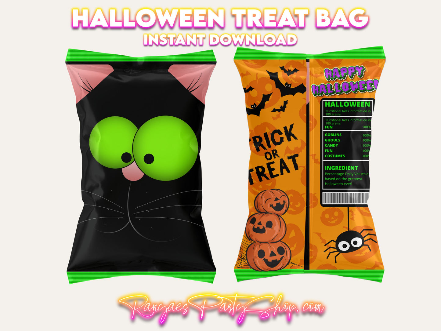 Halloween Treat Bags | Kids Halloween Treats | Instant Download | You Download | You Print | You Assemble