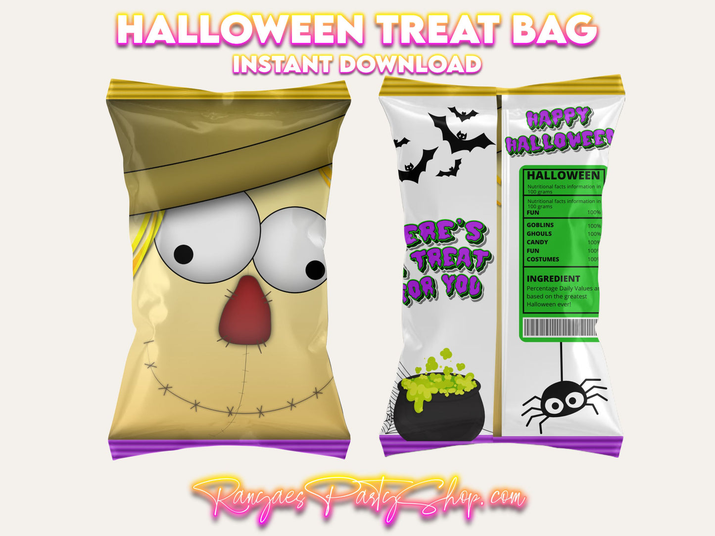 Halloween Treat Bags | Kids Halloween Treats | Instant Download | You Download | You Print | You Assemble