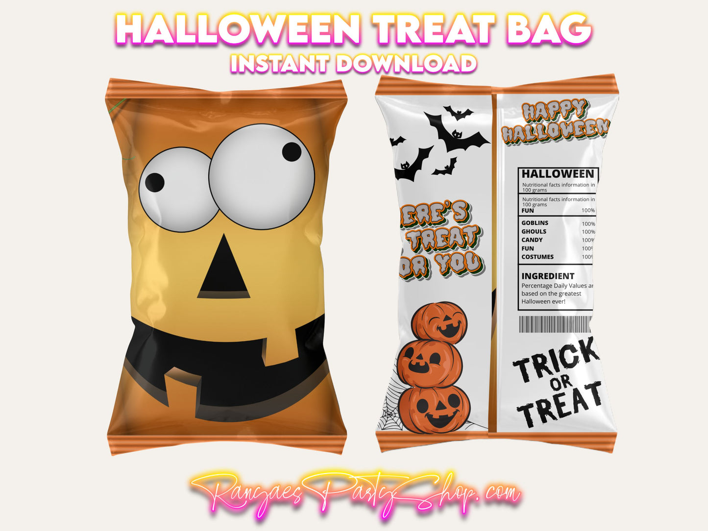 Halloween Treat Bags | Kids Halloween Treats | Instant Download | You Download | You Print | You Assemble