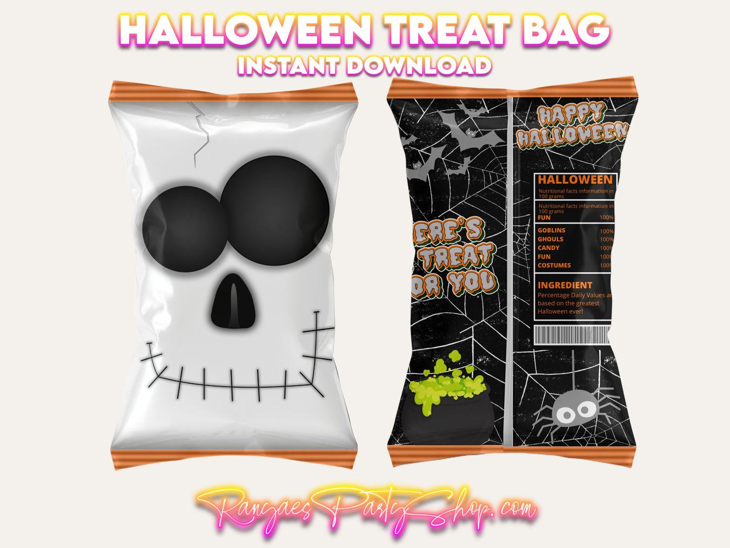 Halloween Treat Bags | Kids Halloween Treats | Instant Download | You Download | You Print | You Assemble