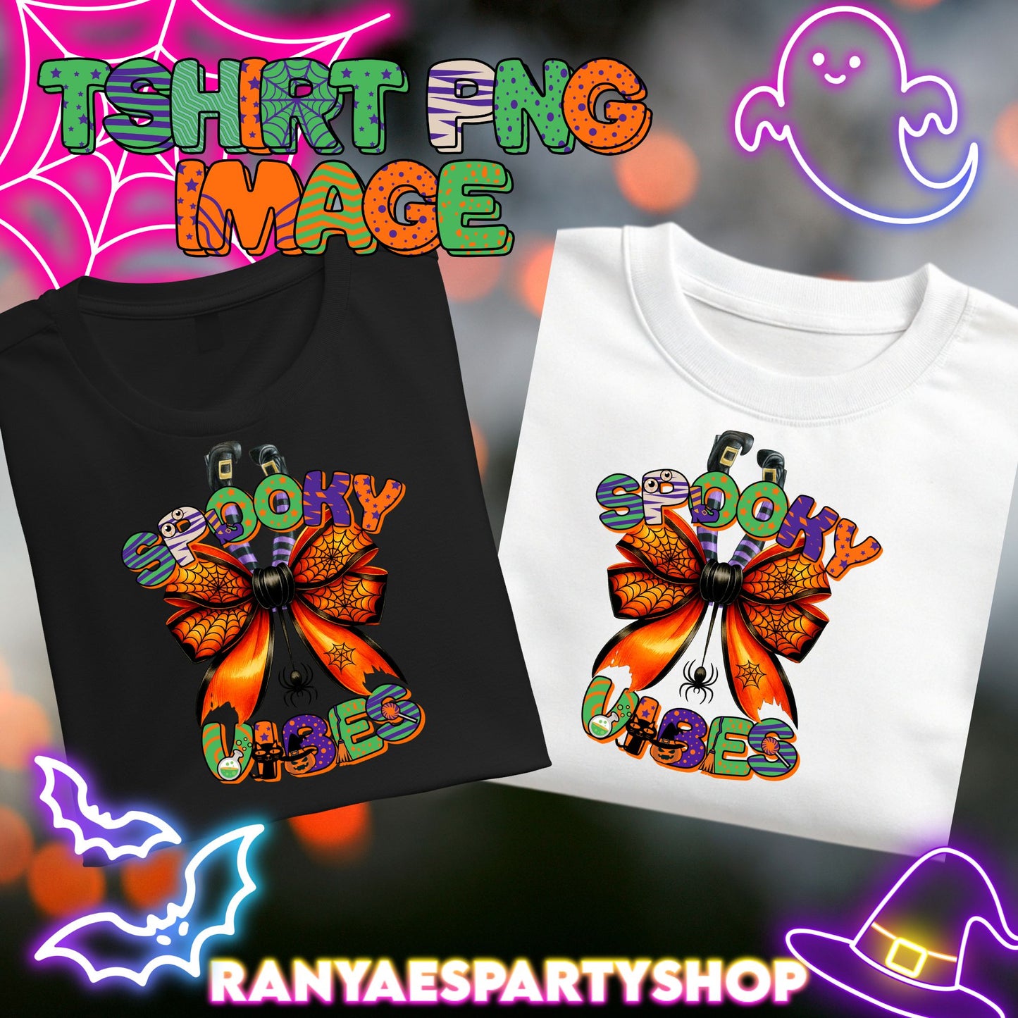 Spooky Vibes T-Shirt PNG | Halloween T-Shirt PNG | PNG IMAGES | INSTANT DOWNLOAD | NOT EDITABLE | Digital File Only