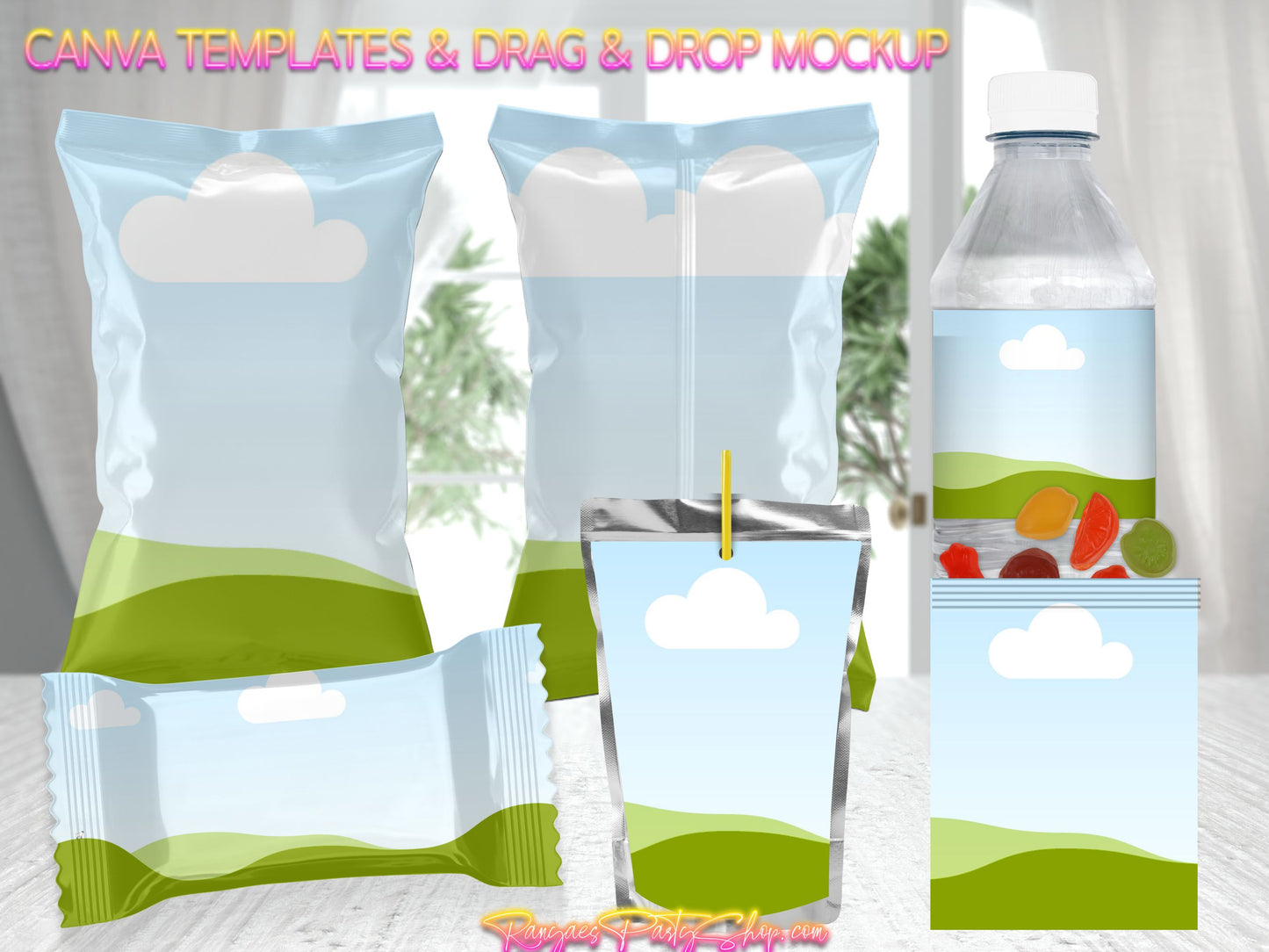 Canva Favor Templates and Mockup | Blank Party Favor Templates | Drag and Drop Canva Mockup | Blank Mockup | Add Your Designs
