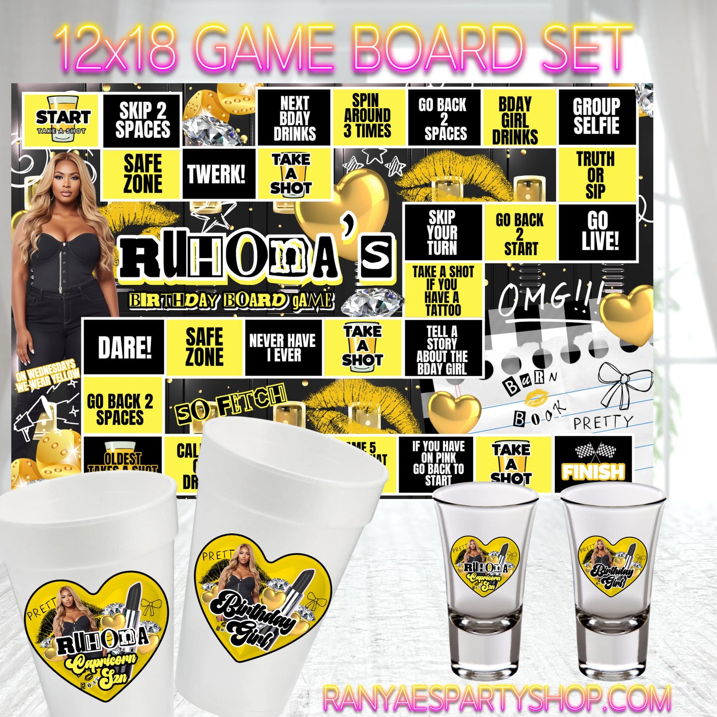 Birthday Game Board Sets | Party Game Boards | Adult Custom Party Items | 12x18 Game Board