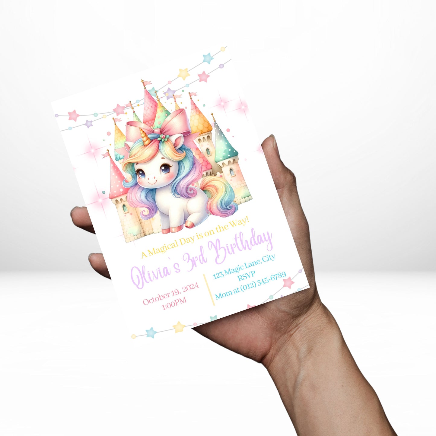Unicorn 5x7 Digital Invitation | Unicorn Party Invite | Edit Text with Canva | Birthday Party Invitation | Digital File Only
