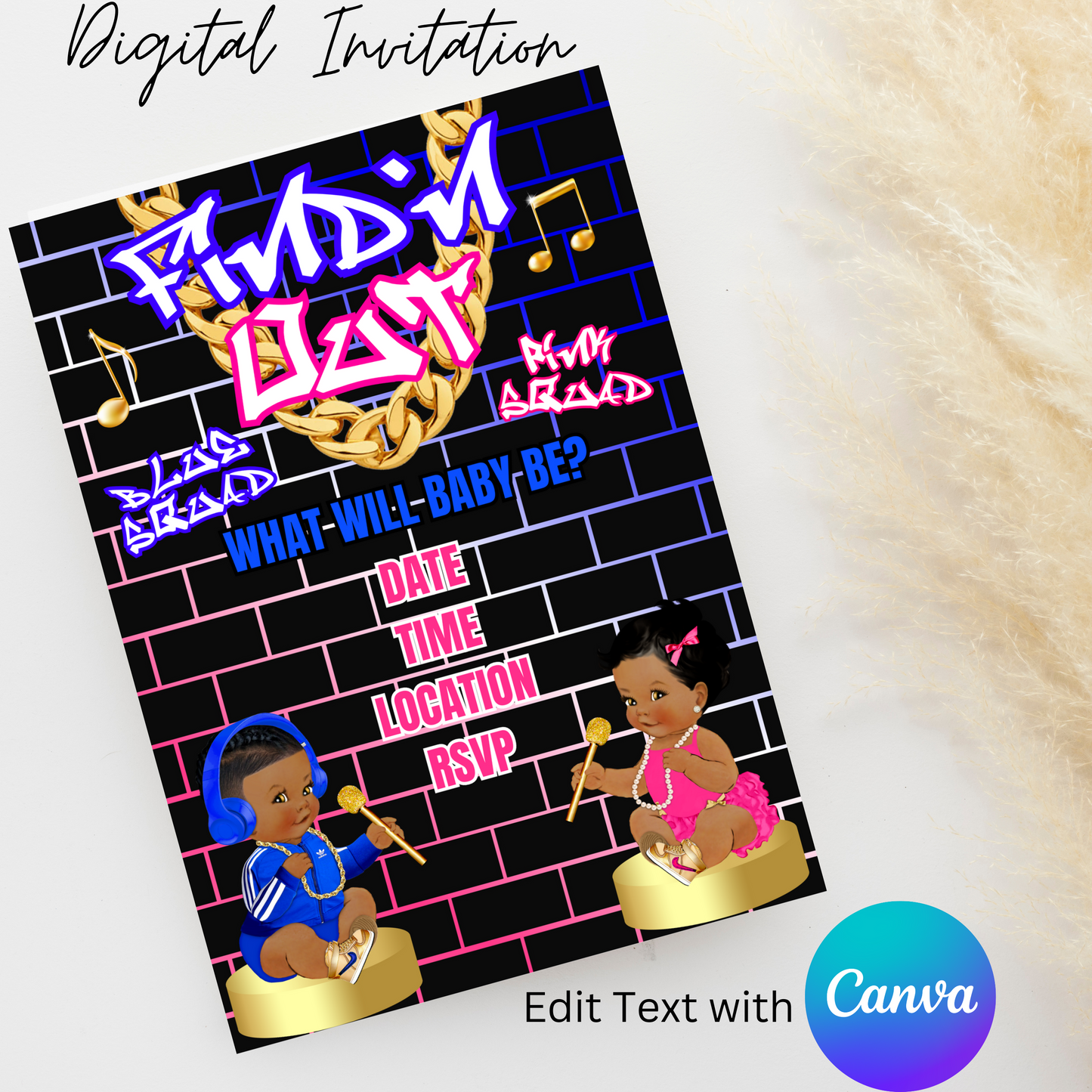 Find'N Out 5x7 Digital Invitation | Editable Text with Canva | You Save | You Download | You Print | DIGITAL FILE ONLY