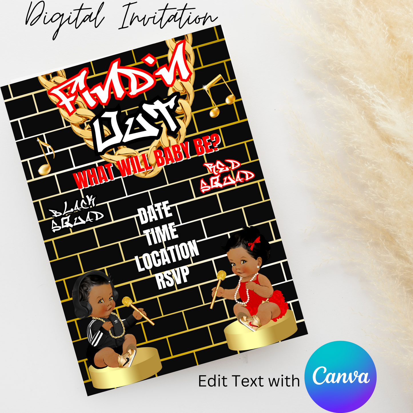 Find'N Out 5x7 Digital Invitation | Editable Text with Canva | You Save | You Download | You Print | DIGITAL FILE ONLY