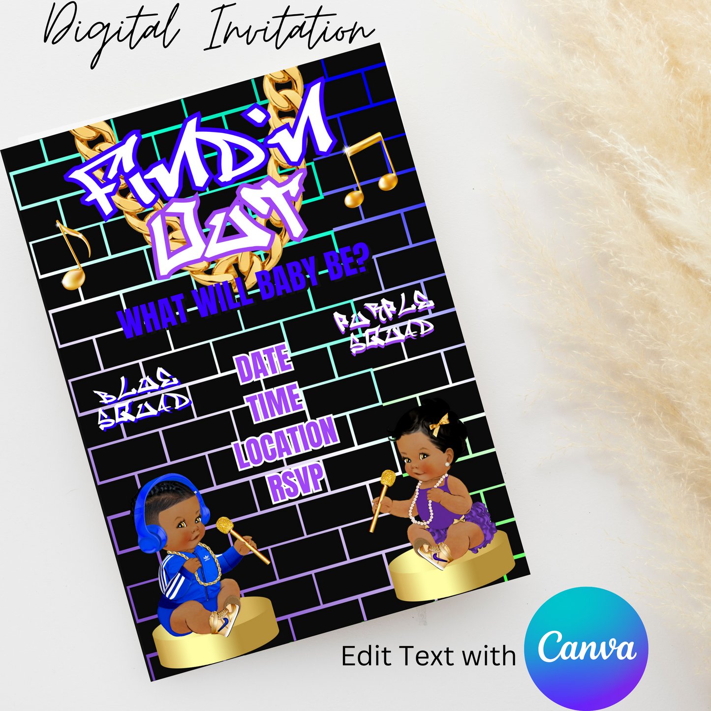 Find'N Out 5x7 Digital Invitation | Editable Text with Canva | You Save | You Download | You Print | DIGITAL FILE ONLY