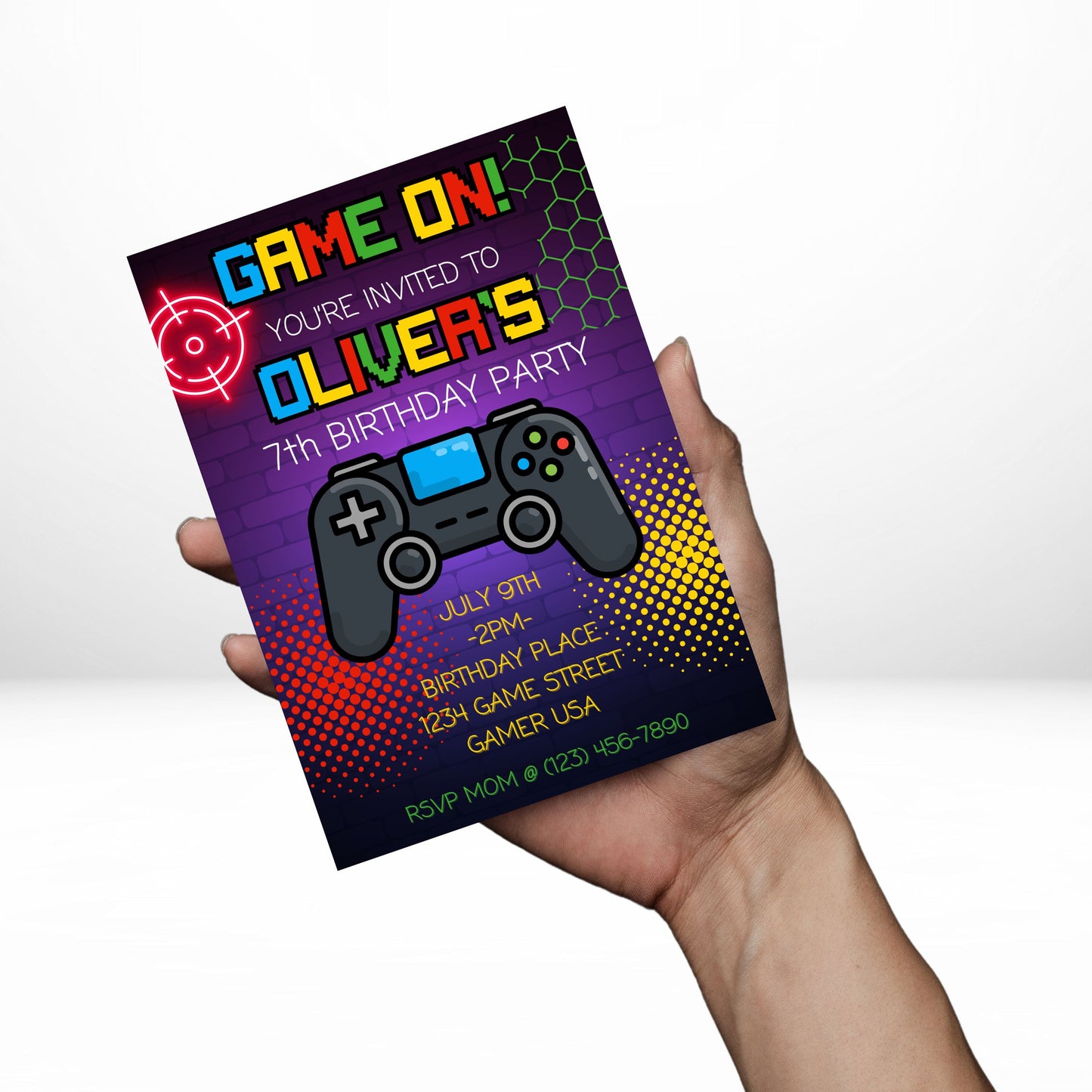 Game On 5x7 Digital Invitation | Gamer Party Invite | Edit Text with Canva | Birthday Party Invitation | Digital File Only