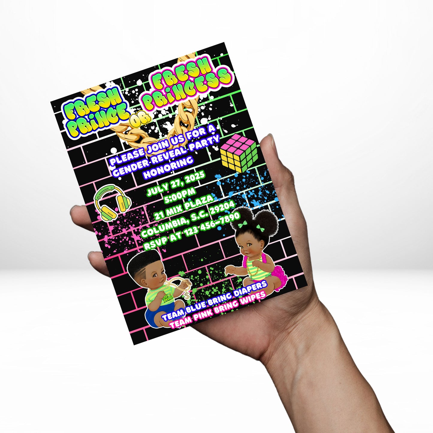 Fresh Prince or Princess 5x7 Digital Invitation | Gender Reveal Invite | Edit Text with Canva | Gender Reveal | Digital File Only