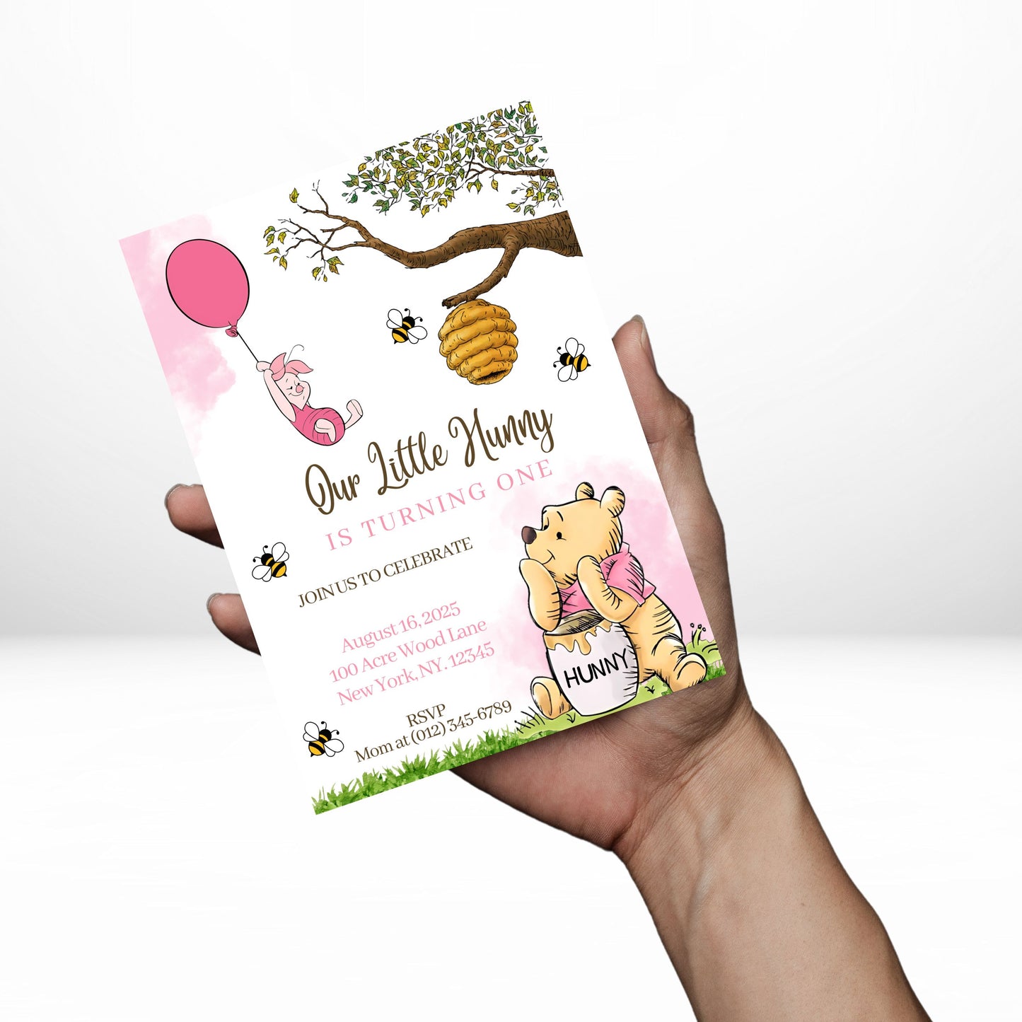 Winnie the Pooh 5x7 Digital Invitation | Winnie the Pooh Party Invite | Edit Text with CANVA PRO | Birthday Party Invitation | Digital File Only