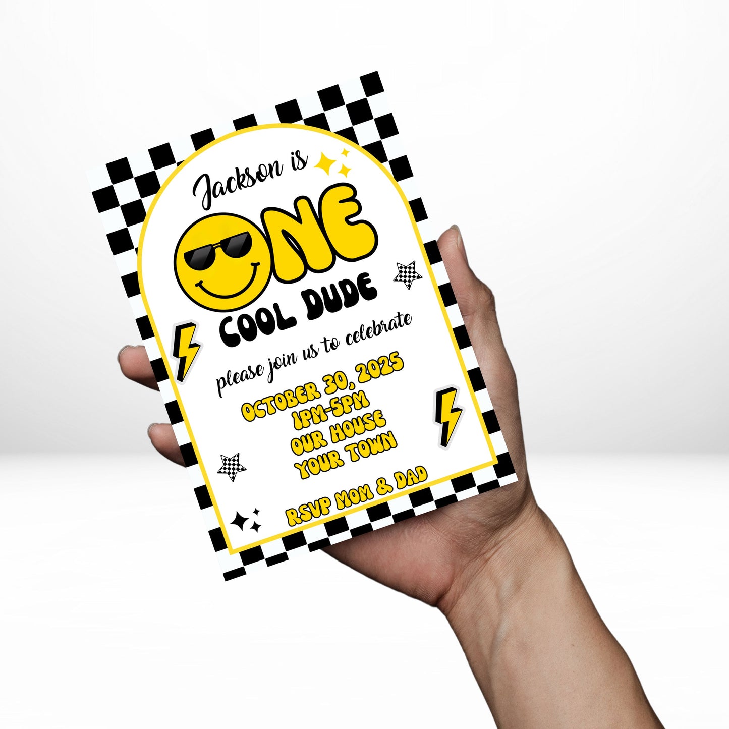 One Cool Dude 5x7 Digital Invitation | Cool Dude Party Invite | Edit Text with Canva | Birthday Party Invitation | Digital File Only
