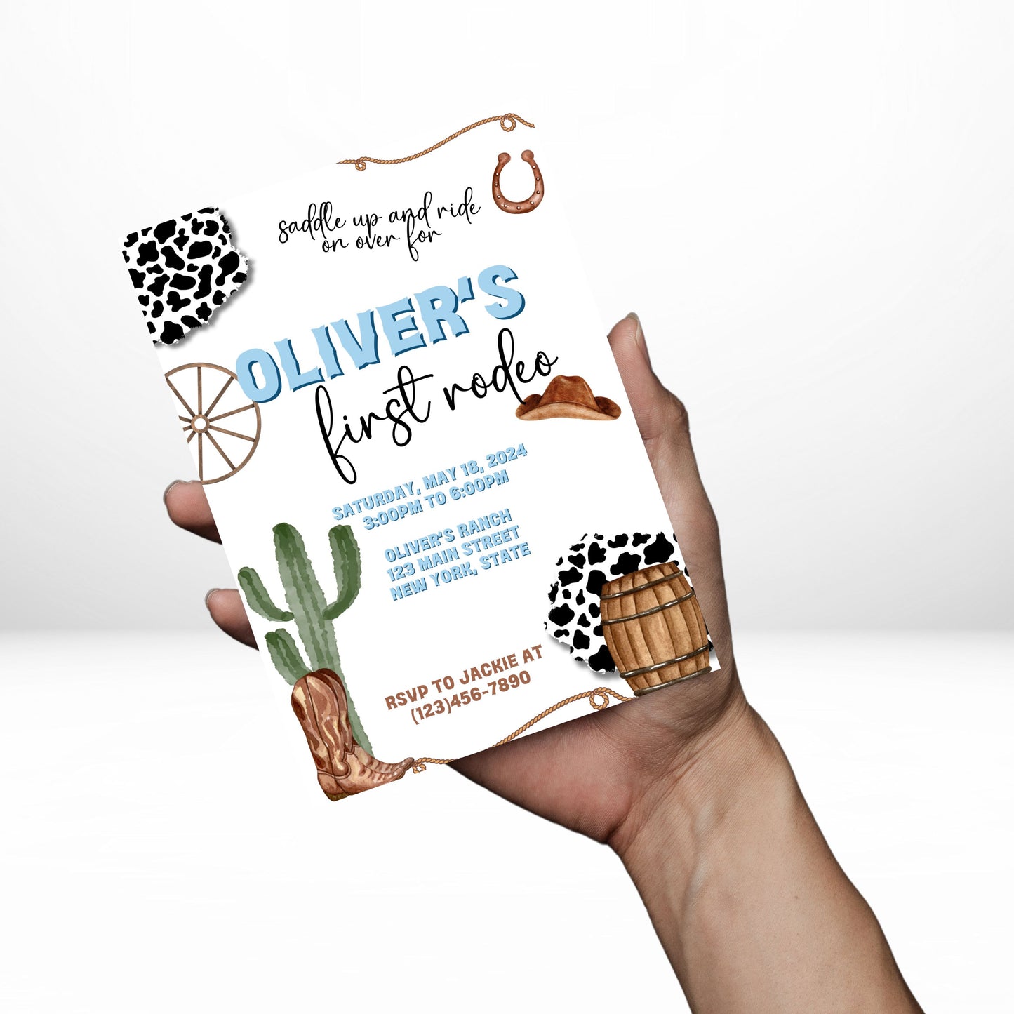My First Rodeo 5x7 Digital Invitation | Editable Text with Canva | You Save | You Download | You Print | Digital File Only