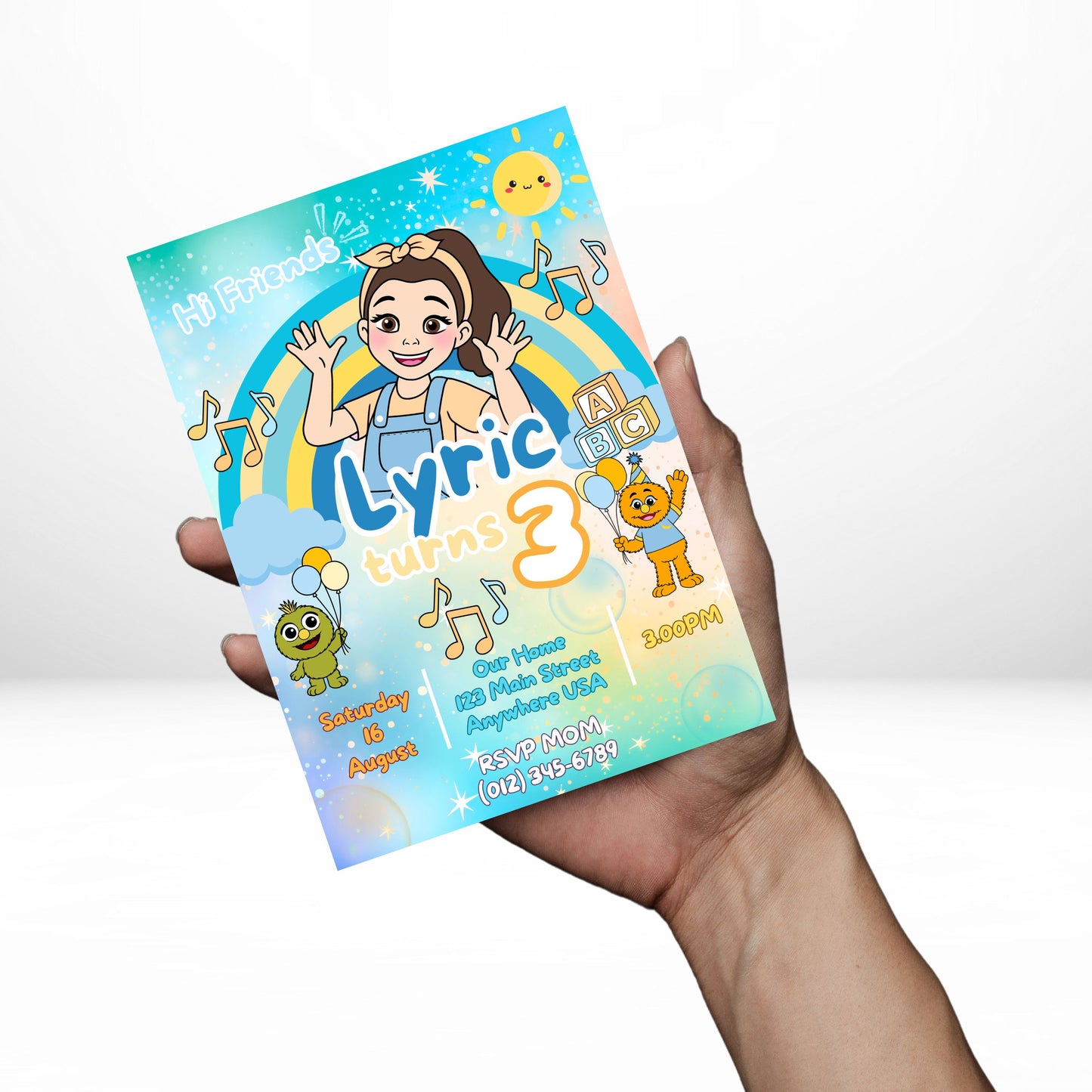 Ms. Rachel Boy 5x7 Digital Invitation | Ms. Rachel Boy Party Invite | Edit Text with CANVA PRO | Birthday Party Invitation | Digital File Only