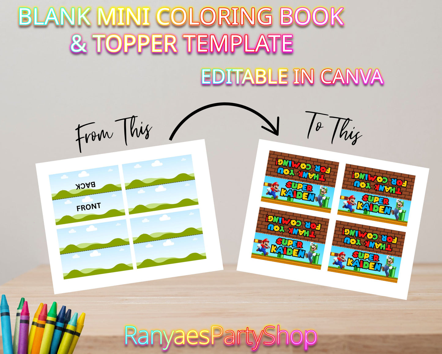 Mini Coloring Book and Topper Template 8.5x11 | Canva Template | Design with Canva | Digital File Only