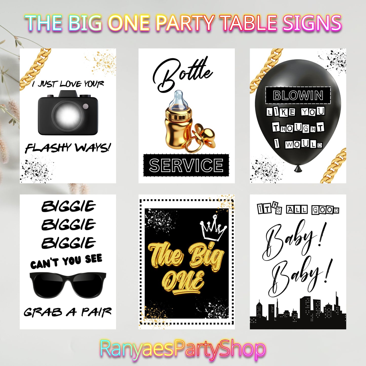 The Big One Party Signs | 8x10 Party Signs | Notorious One Birthday Signs | Digital Table Signs | Instant Download