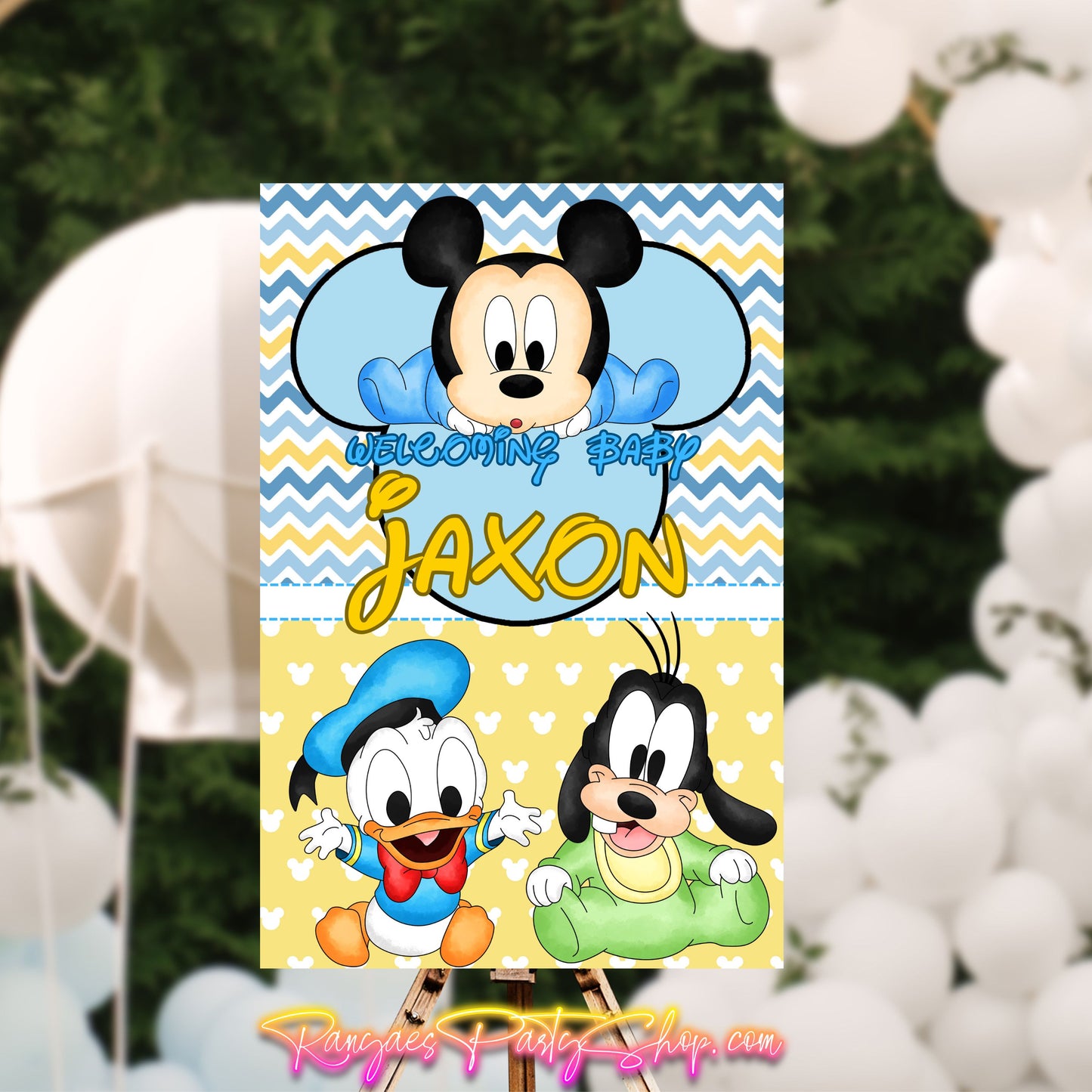Baby Mickey Baby Shower Sign | Digital Party Sign | Editable Text with CANVA | Welcome Party Sign | 20x30 | Digital File Only