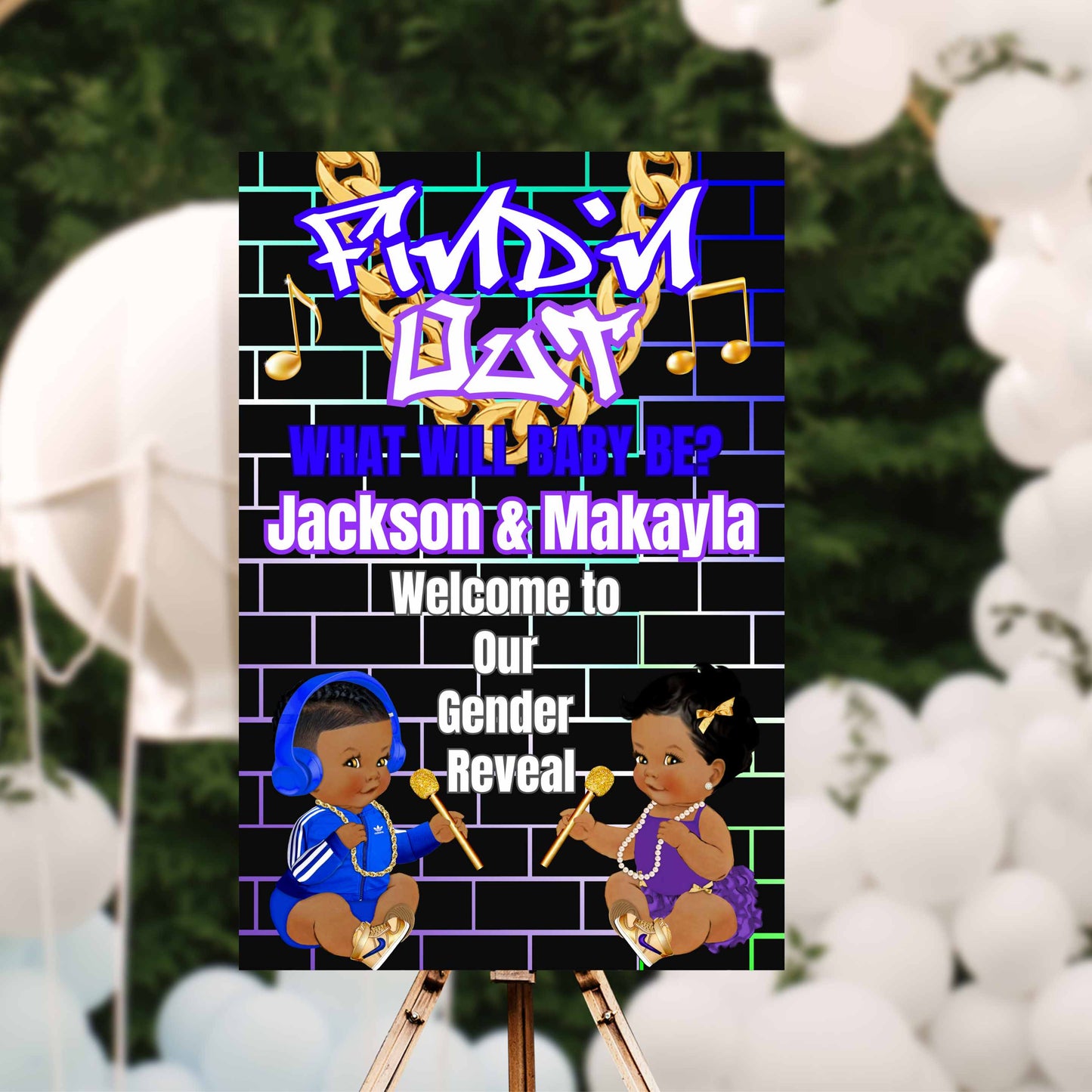 Find'N Out Gender Reveal Party Sign | Edit Text with Canva | You Save | You Download | You Print | DIGITAL FILE ONLY