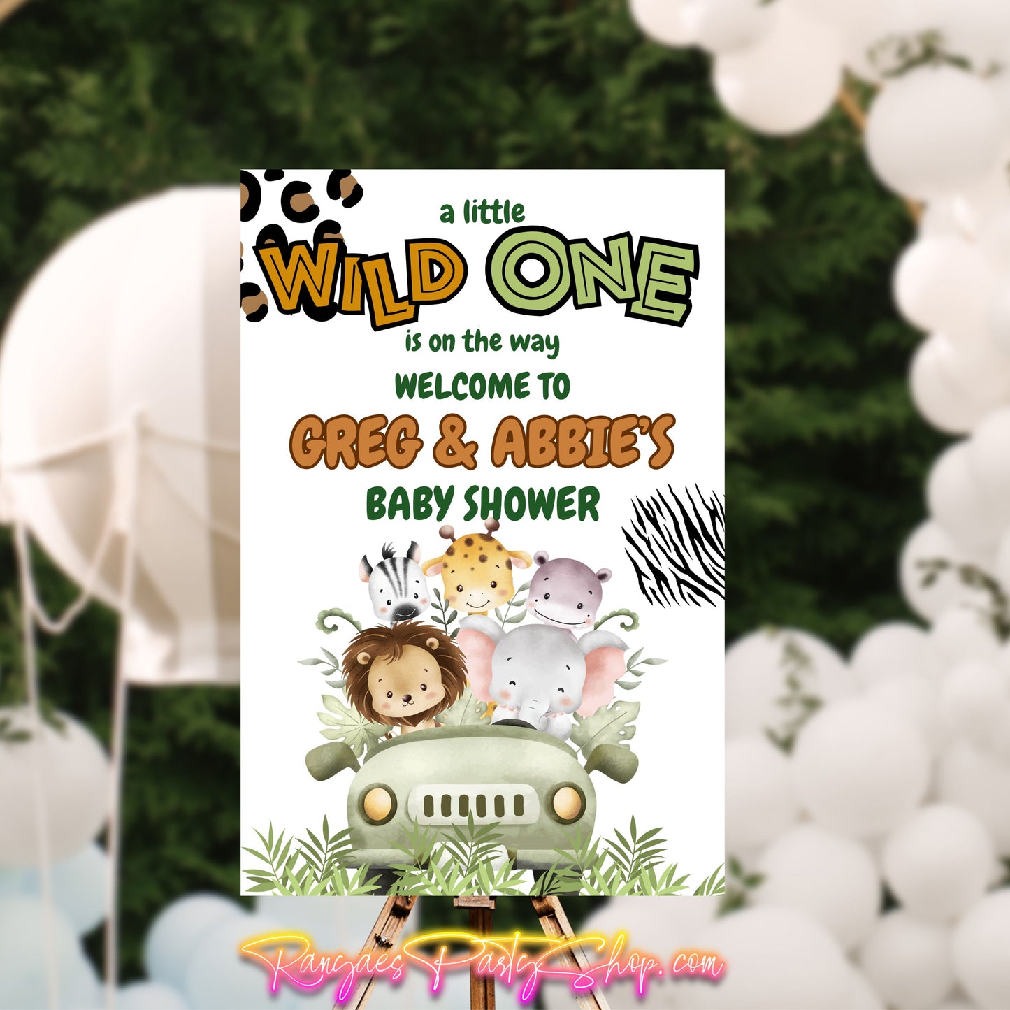 Safari Baby Shower Sign | Digital Party Sign | Editable Text with CANVA PRO | Welcome Baby Shower Sign | 20x30 | Digital File Only