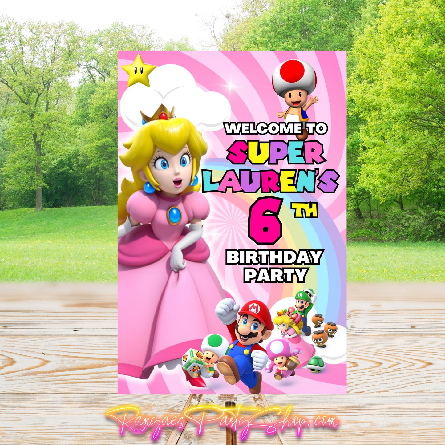 Princess Peach Party Sign | Digital Party Sign | Editable Text with Canva | Welcome Party Sign | 20x30 | Digital File Only