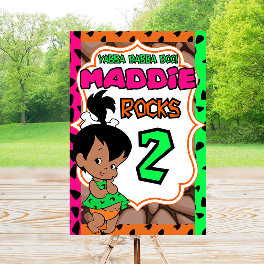 African American Pebbles Party Sign | Edit Text with Canva | Digital Poster | Edit | Save | Download | Print