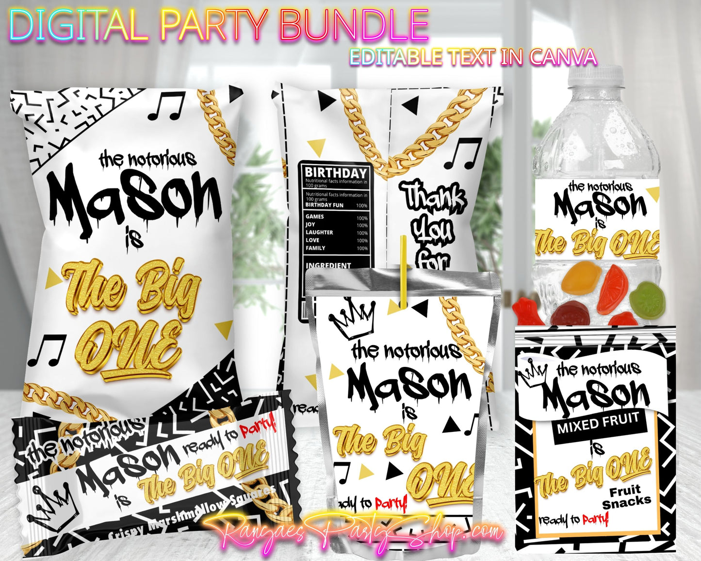 Notorious One Digital Party Package | The Big One Party Bundle | Edit Text with Canva | Digital File Only