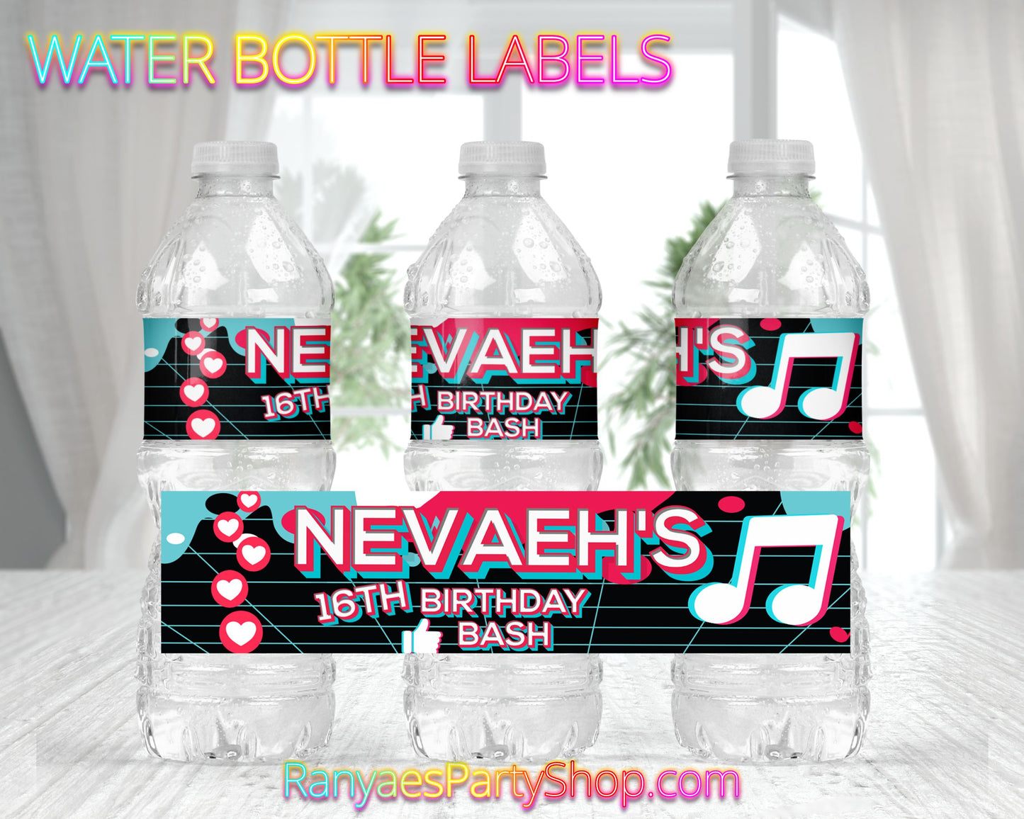 Tik Tok Water Bottle Labels | Custom Water Bottle Labels | Music Party | Tik Tok Birthday Water Bottle Favors