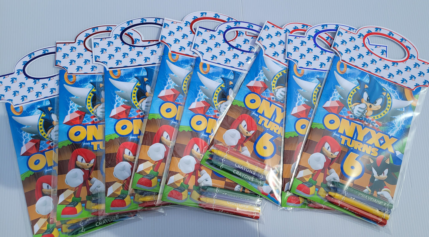 Sonic Personalized Kids Coloring Books | Custom Coloring Book Favors | Birthday Party Coloring Books | Any Theme Available
