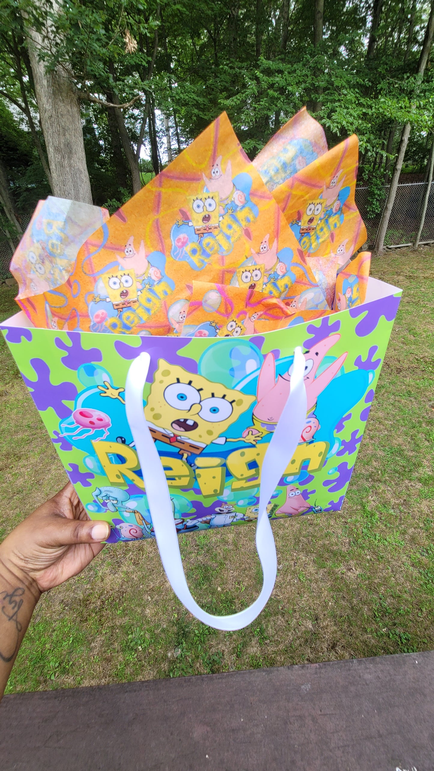SpongeBob Gift Bag Template | 13x19 Canva Gift Bag Template | Edit Text with CANVA PRO | Digital File Only