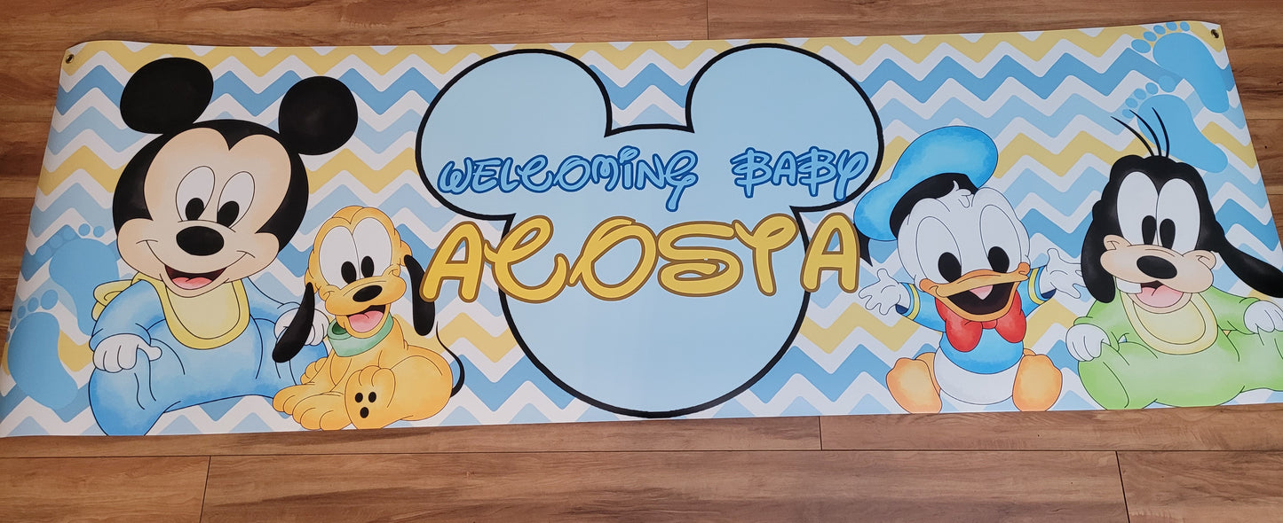 Baby Mickey Baby Shower Banner | Baby Minnie Baby Shower Banner | Party Banner | Printed & Shipped