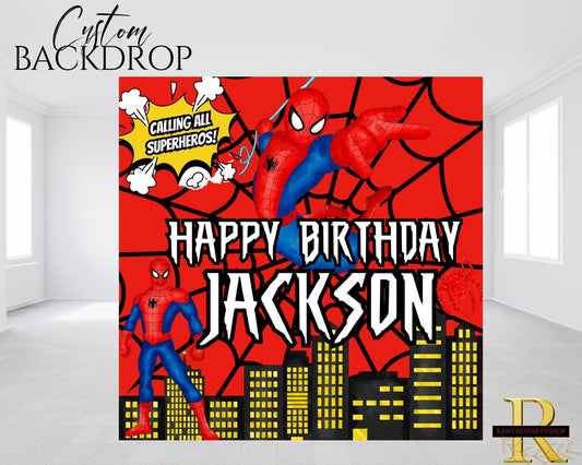 Spiderman Birthday Party Backdrop | Spiderman Banner | Spiderman Party | Birthday Backdrop
