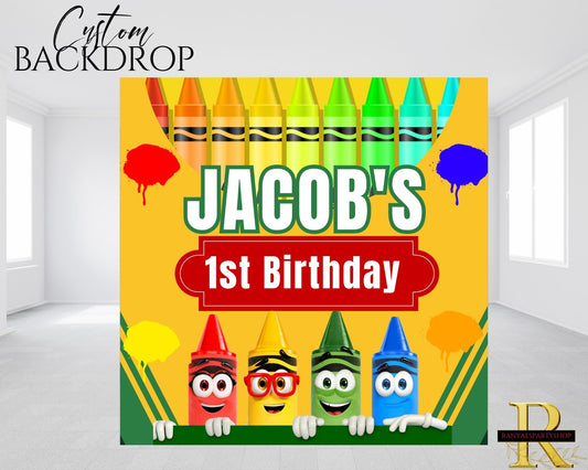 Crayon Party Backdrop | Crayon Party Decorations | Crayon Party Banner | Birthday Backdrop | Banners