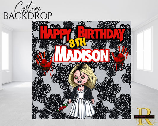 Bride of Chucky Backdrop | Tiffany Birthday Banner | Birthday Backdrop |Tiffany Bride of Chucky Birthday Party
