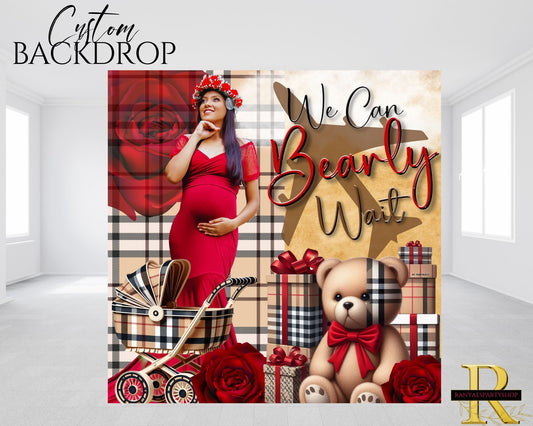 We Can Bearly Baby Shower  Backdrop | Bearly Wait Baby Shower | Baby Shower Decorations | Burberry Baby Shower