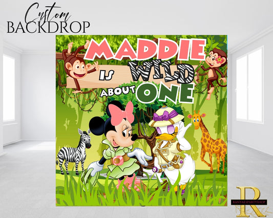 Minnie Mouse Safari  Backdrop | Safari Birthday Backdrop | Safari Birthday Banner | Backdrop | Banner